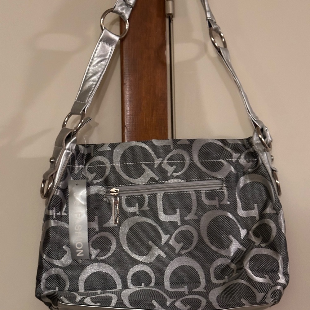 JC Fashions Silver and Black Signature Shoulder Bag